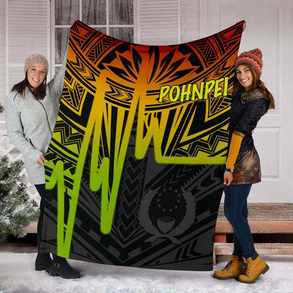 Pohnpei Premium Blanket - Pohnpei Seal In Heartbeat Patterns Style (Reggae)