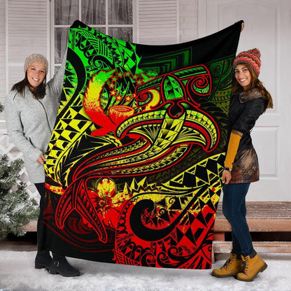 Pohnpei Premium Blanket - Reggae Shark Polynesian Tattoo