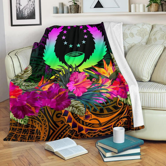 Pohnpei Premium Blanket - Summer Hibiscus