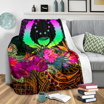 Pohnpei Premium Blanket - Summer Hibiscus