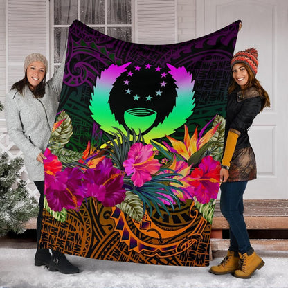 Pohnpei Premium Blanket - Summer Hibiscus
