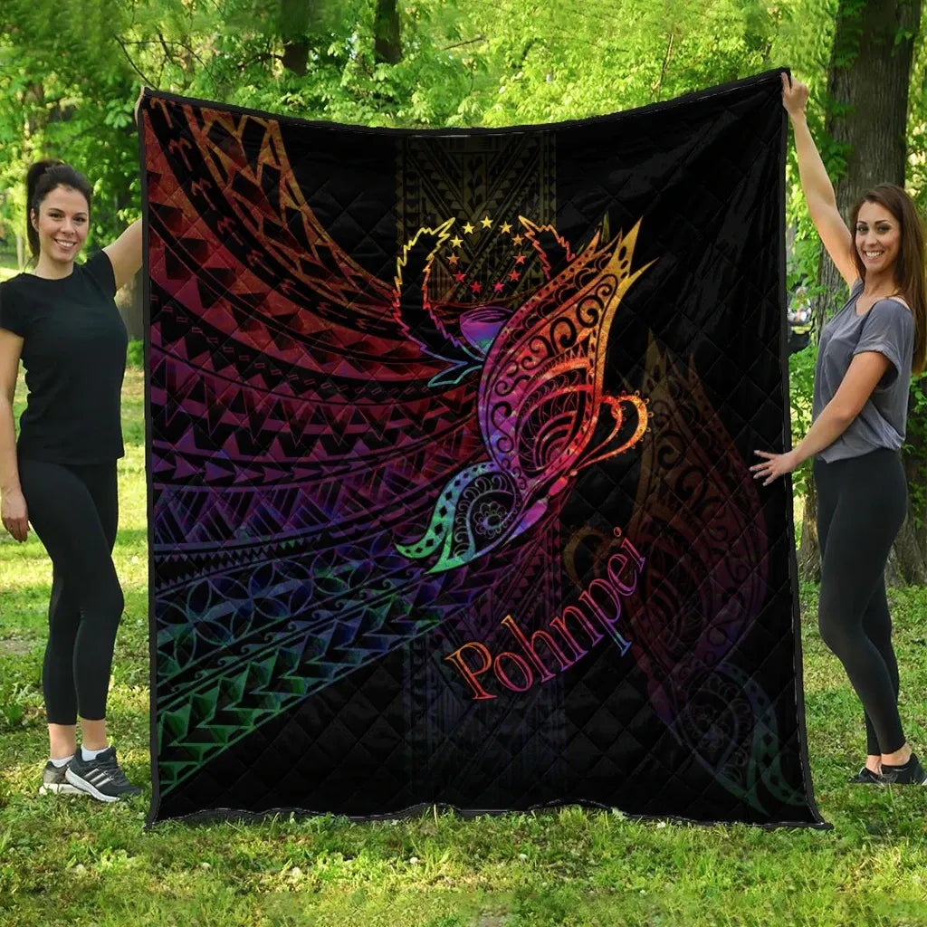 Pohnpei Premium Quilt - Butterfly Polynesian Style