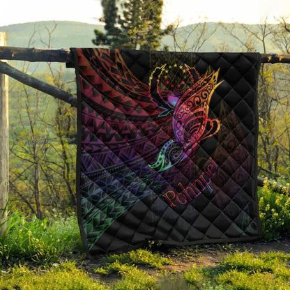 Pohnpei Premium Quilt - Butterfly Polynesian Style