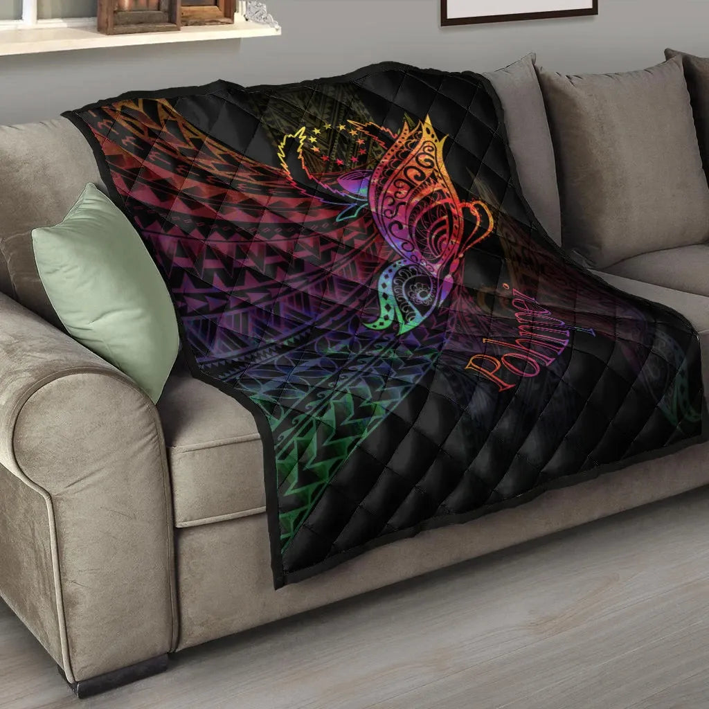 Pohnpei Premium Quilt - Butterfly Polynesian Style
