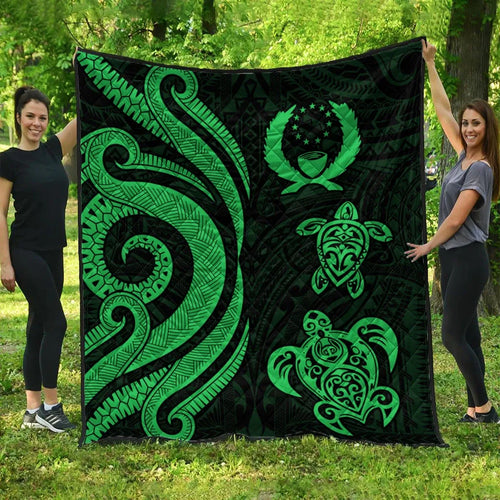 Pohnpei Premium Quilt - Green Tentacle Turtle