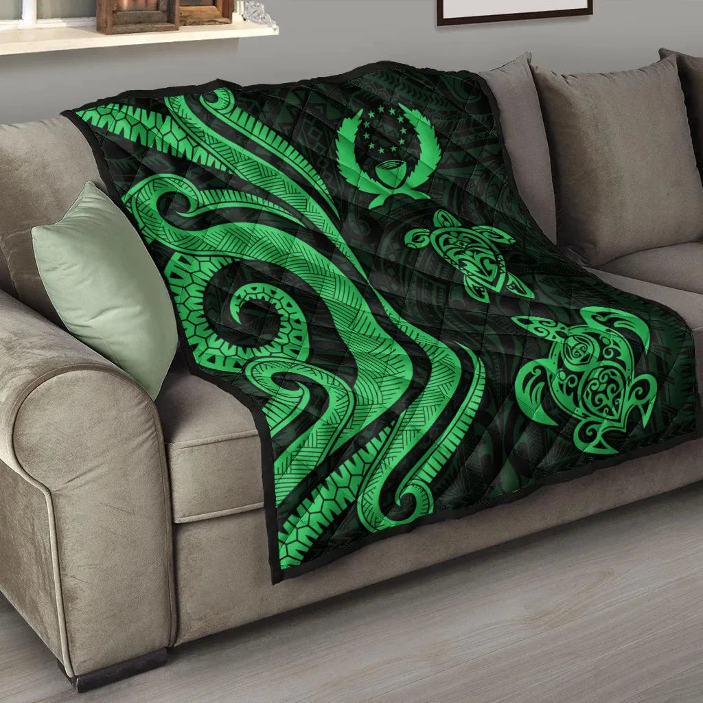 Pohnpei Premium Quilt - Green Tentacle Turtle