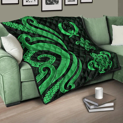 Pohnpei Premium Quilt - Green Tentacle Turtle