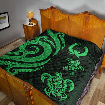 Pohnpei Premium Quilt - Green Tentacle Turtle