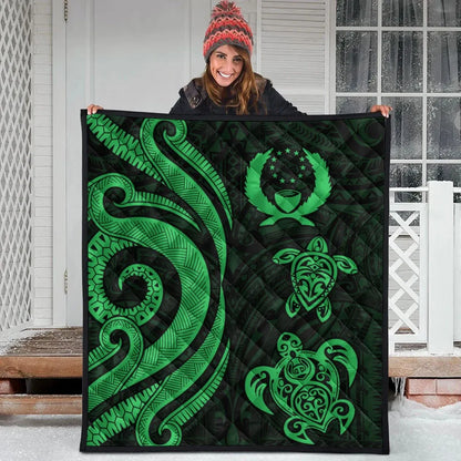 Pohnpei Premium Quilt - Green Tentacle Turtle