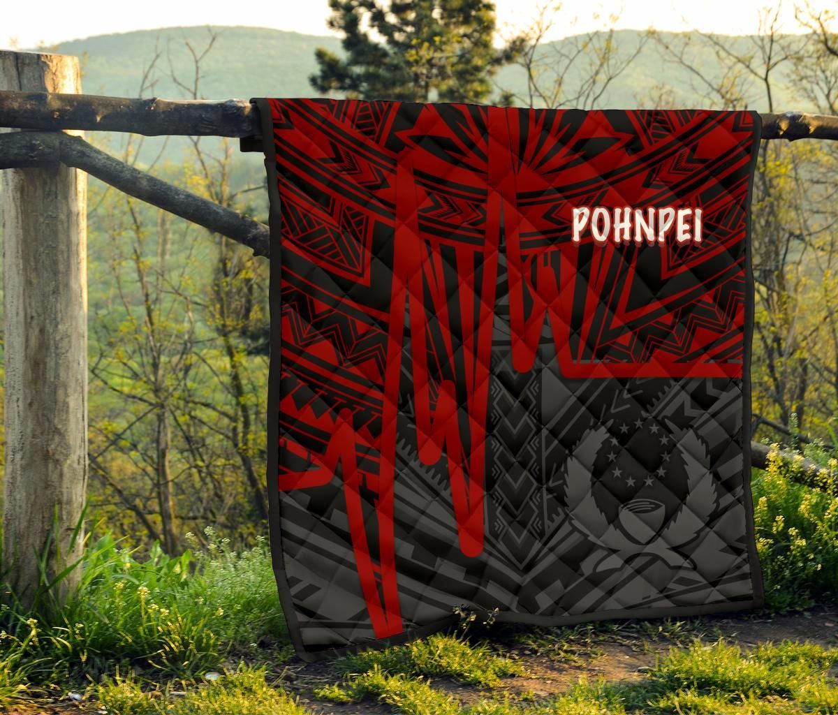 Pohnpei Premium Quilt - Pohnpei Seal In Heartbeat Patterns Style (Red)