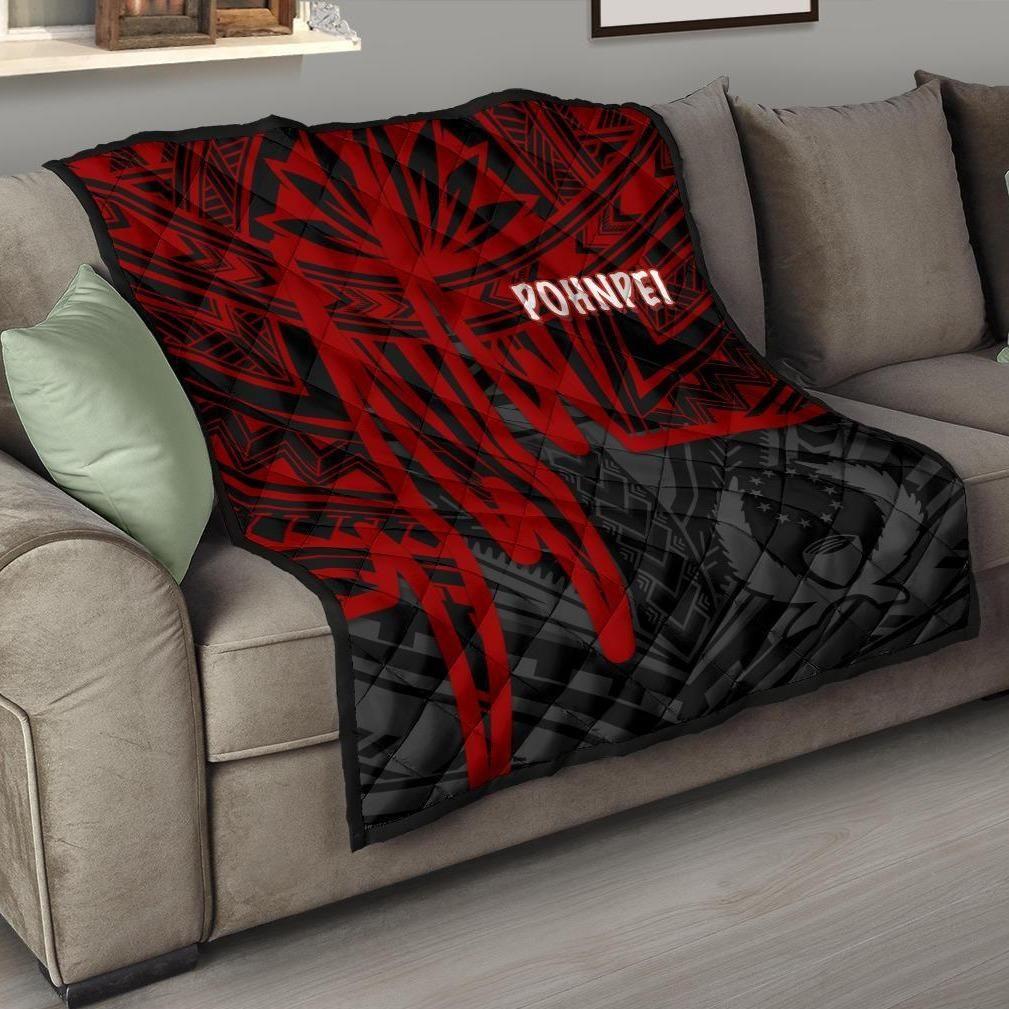 Pohnpei Premium Quilt - Pohnpei Seal In Heartbeat Patterns Style (Red)