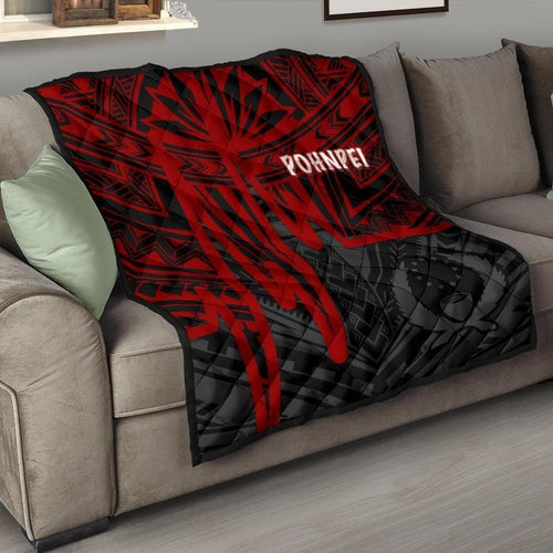 Pohnpei Premium Quilt - Pohnpei Seal In Heartbeat Patterns Style (Red)