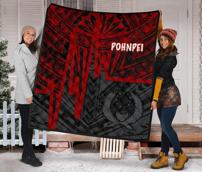 Pohnpei Premium Quilt - Pohnpei Seal In Heartbeat Patterns Style (Red)
