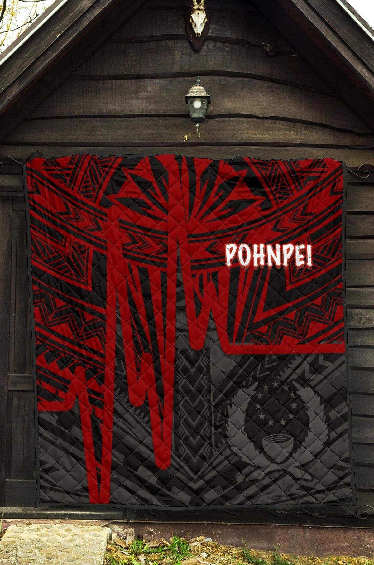 Pohnpei Premium Quilt - Pohnpei Seal In Heartbeat Patterns Style (Red)