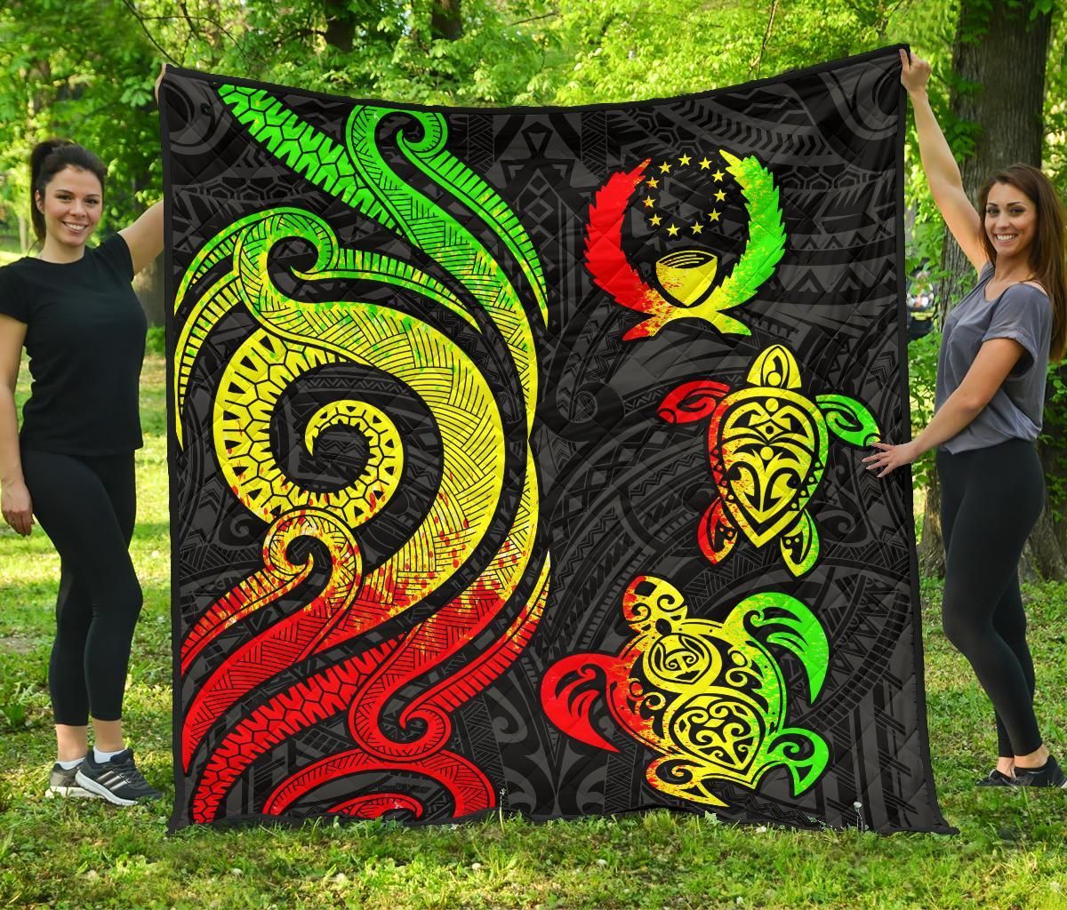 Pohnpei Premium Quilt - Reggae Tentacle Turtle | Polynesian.co