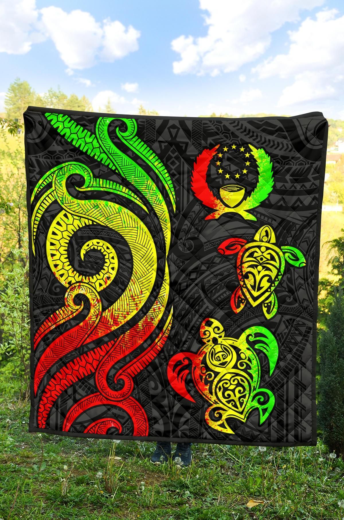 Pohnpei Premium Quilt - Reggae Tentacle Turtle