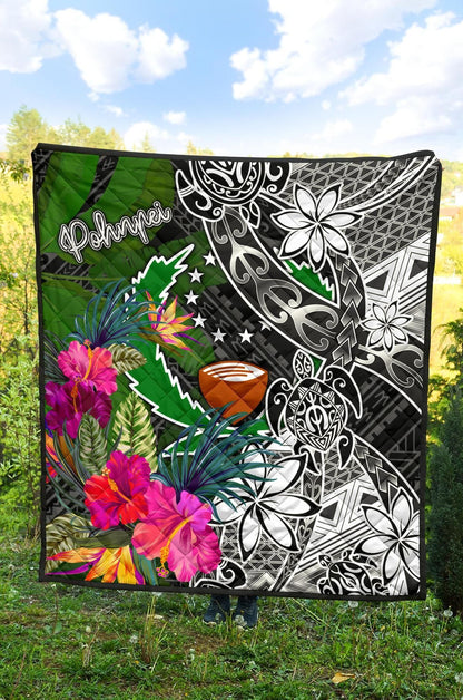 Pohnpei Premium Quilt - Turtle Plumeria Banana Leaf