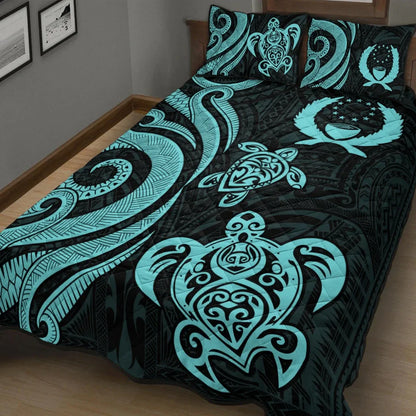 Pohnpei Quilt Bed Set - Turquoise Tentacle Turtle