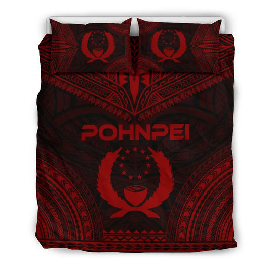 Pohnpei Polynesian Chief Duvet Cover Set - Red Version