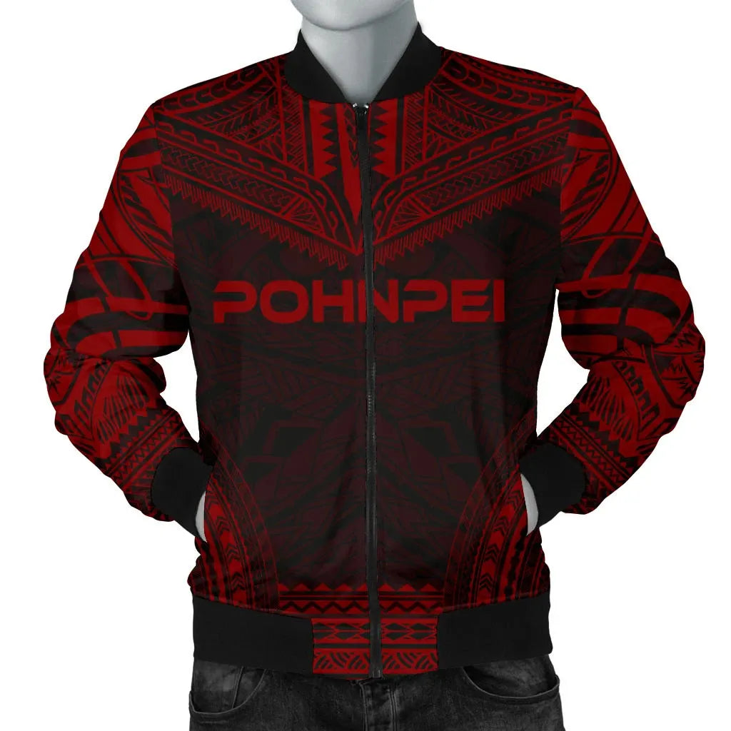 Pohnpei Polynesian Chief Bomber Jacket - Red Version