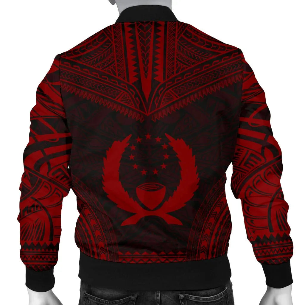 Pohnpei Polynesian Chief Bomber Jacket - Red Version