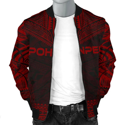 Pohnpei Polynesian Chief Bomber Jacket - Red Version