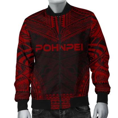Pohnpei Polynesian Chief Bomber Jacket - Red Version