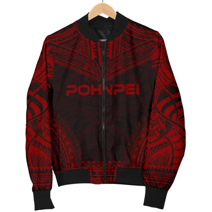 Pohnpei Polynesian Chief Bomber Jacket - Red Version
