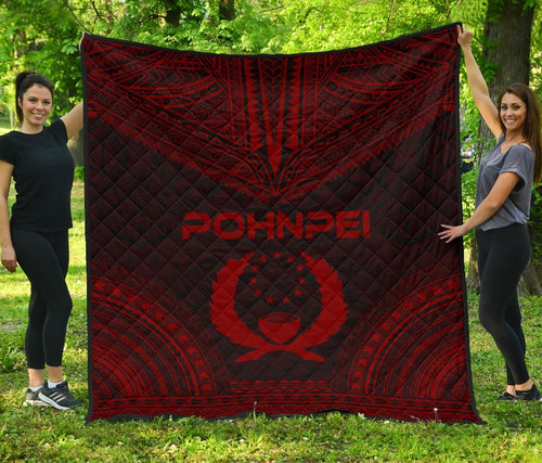 Pohnpei Premium Quilt - Pohnpie Flag Polynesian Chief Red Version