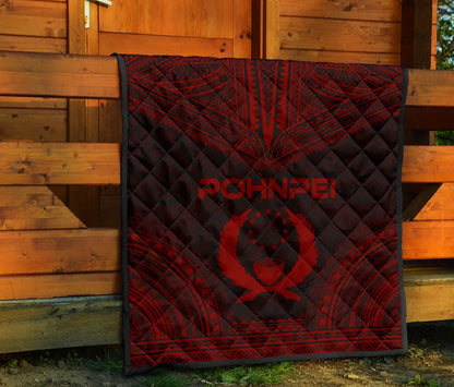Pohnpei Premium Quilt - Pohnpie Flag Polynesian Chief Red Version