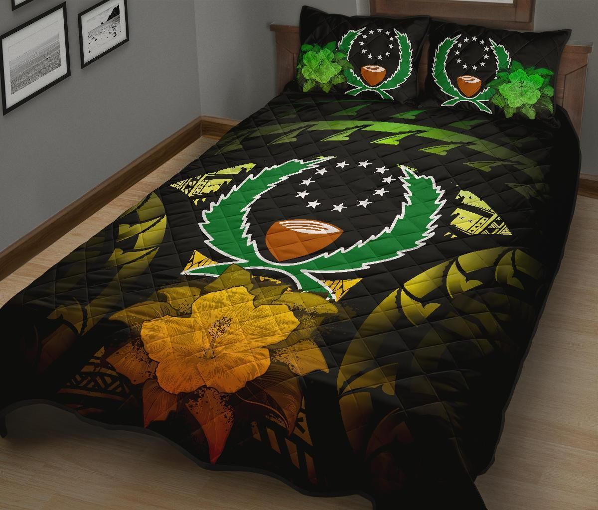 Pohnpei Polynesian Quilt Bed Set Hibiscus Reggae