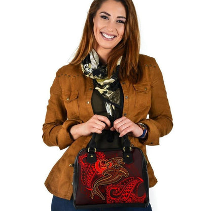 Pohnpei Shoulder Handbag - Red Shark Polynesian Tattoo