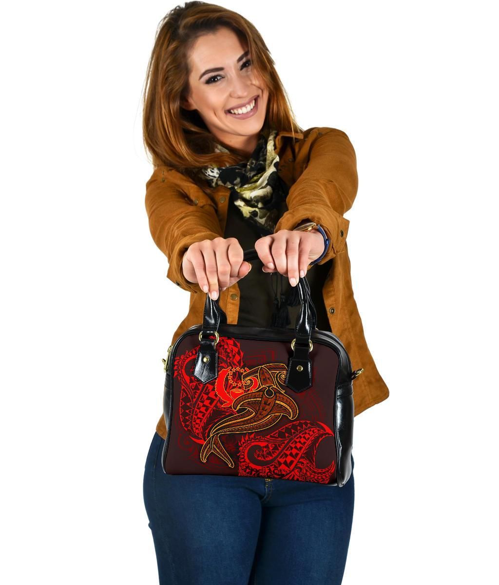 Pohnpei Shoulder Handbag - Red Shark Polynesian Tattoo