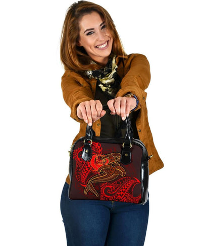 Pohnpei Shoulder Handbag - Red Shark Polynesian Tattoo