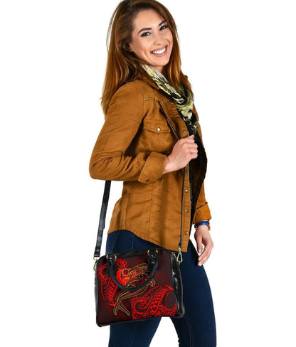 Pohnpei Shoulder Handbag - Red Shark Polynesian Tattoo