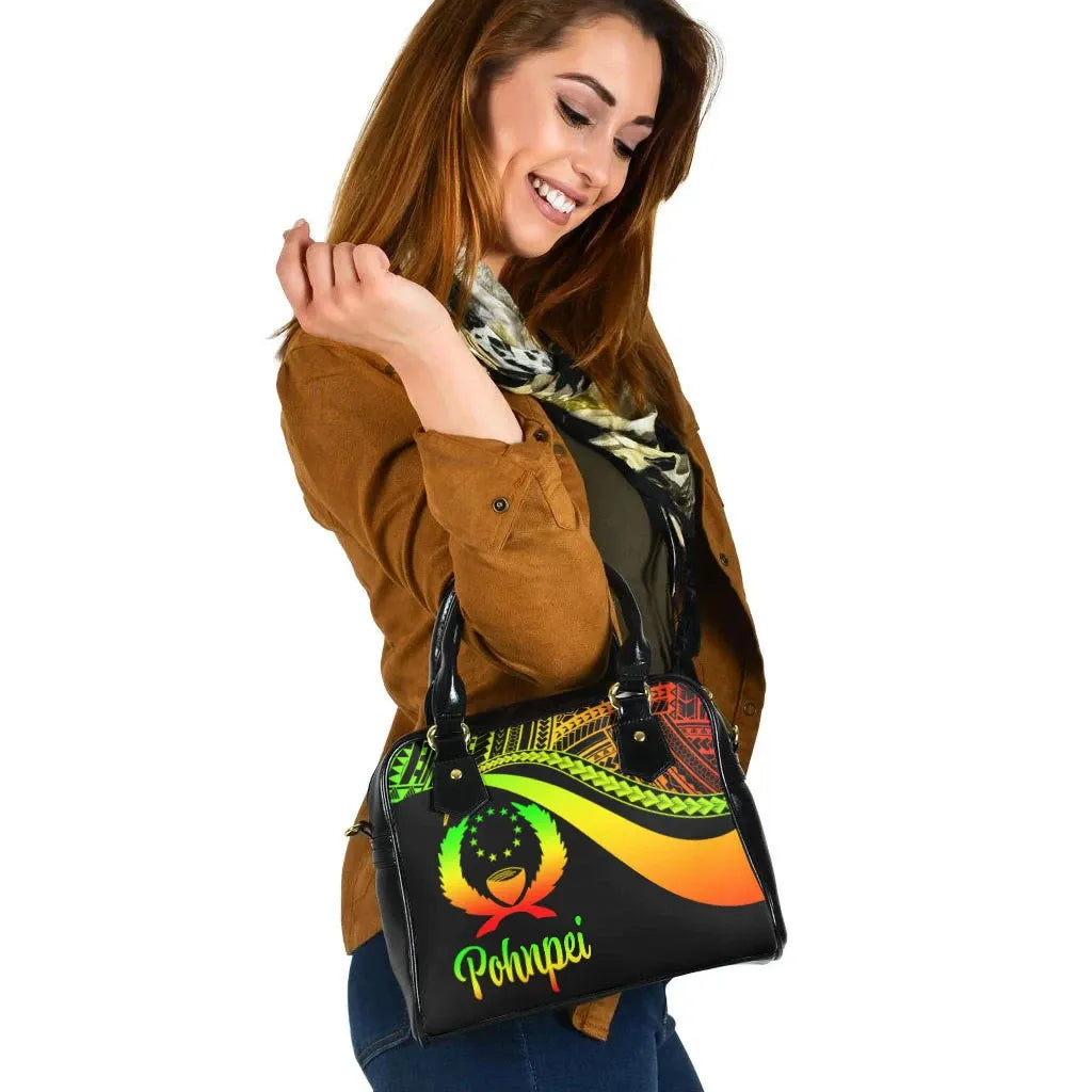 Pohnpei Shoulder Handbag - Reggae Polynesian Tentacle Tribal Pattern