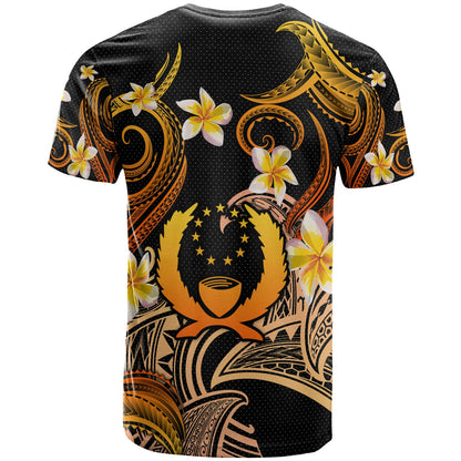 Pohnpei T-shirt - Custom Personalised Polynesian Waves with Plumeria Flowers (Orange)