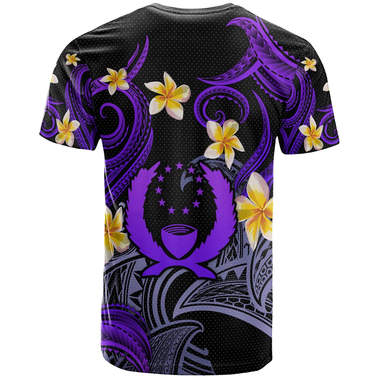 Pohnpei T-shirt - Custom Personalised Polynesian Waves with Plumeria Flowers (Purple)