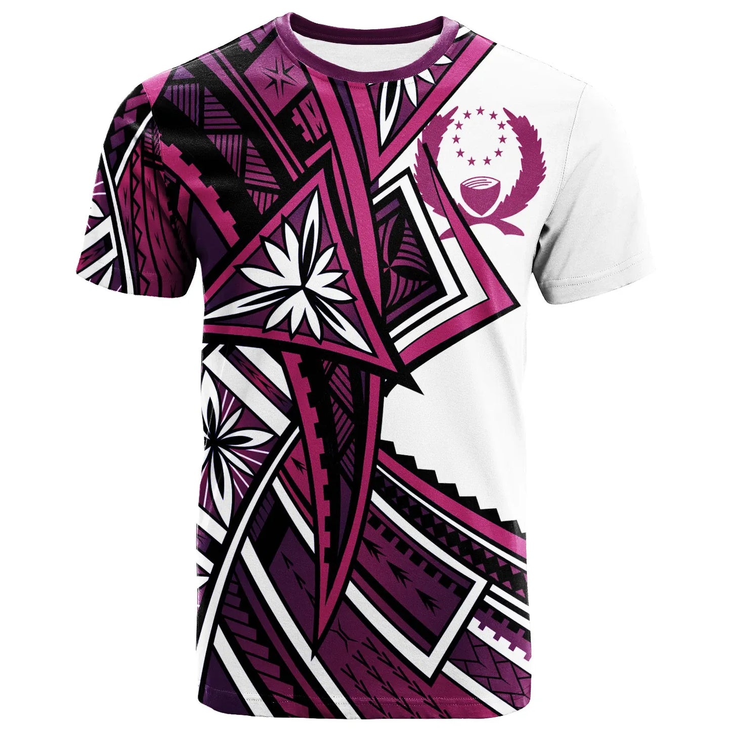 Pohnpei T-Shirt - Tribal Flower Special Pattern Purple Color