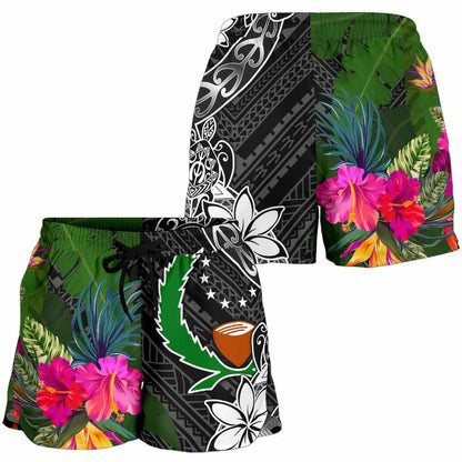 Pohnpei Women Shorts - Turtle Plumeria Banana Leaf