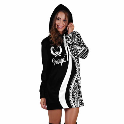 Pohnpei Female Hoodie Dress - White Polynesian Tentacle Tribal Pattern