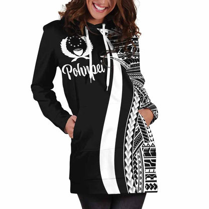 Pohnpei Female Hoodie Dress - White Polynesian Tentacle Tribal Pattern