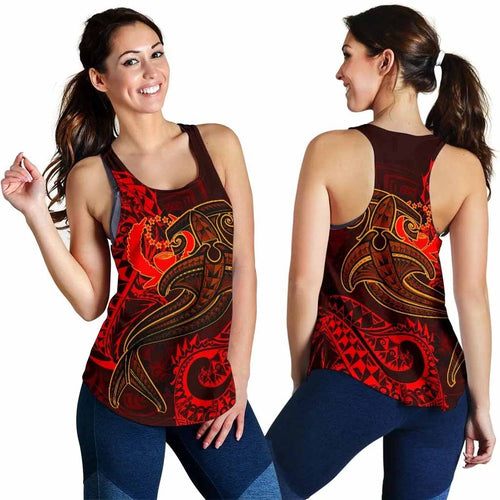 Pohnpei Women Racerback Tank - Red Shark Polynesian Tattoo