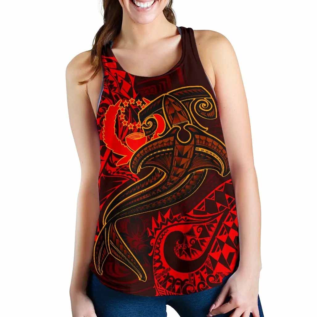 Pohnpei Women Racerback Tank - Red Shark Polynesian Tattoo