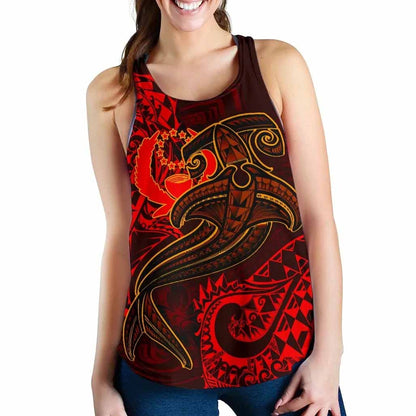 Pohnpei Women Racerback Tank - Red Shark Polynesian Tattoo