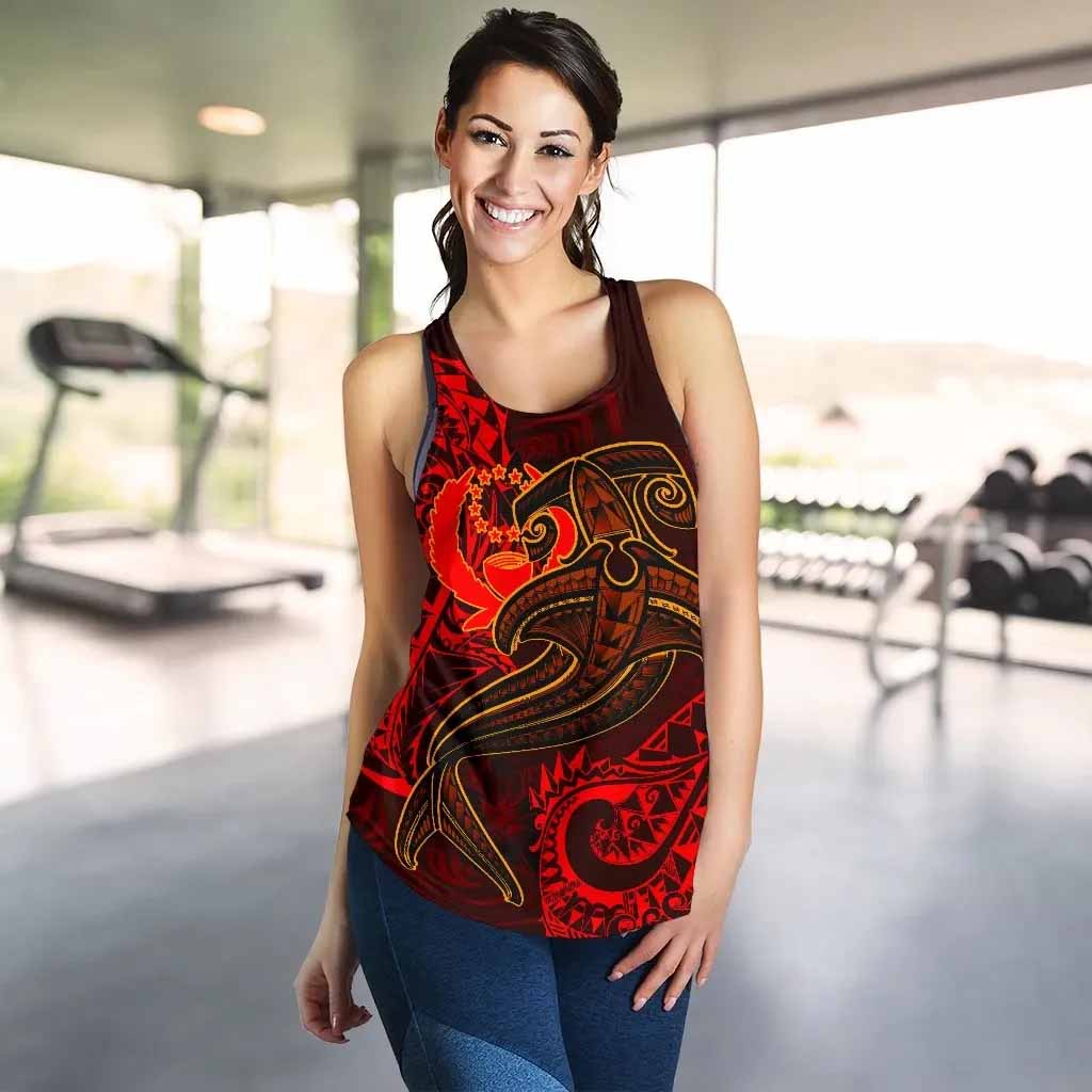 Pohnpei Women Racerback Tank - Red Shark Polynesian Tattoo
