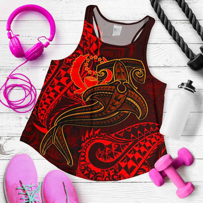 Pohnpei Women Racerback Tank - Red Shark Polynesian Tattoo