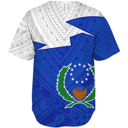 Pohnpei State Baseball Shirt Polynesian Tattoo Flag And Coat Of Arms