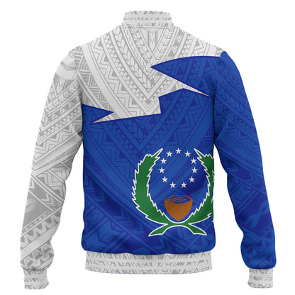 Pohnpei State Baseball Jacket Polynesian Tattoo Flag And Coat Of Arms