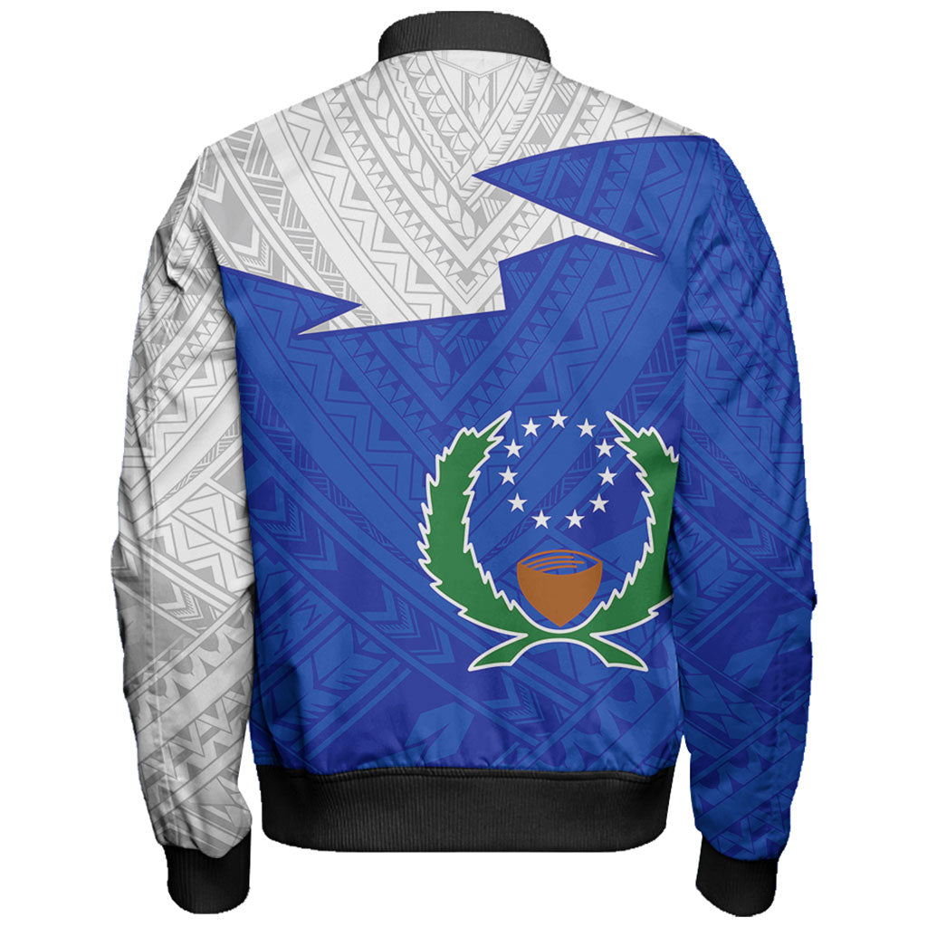 Pohnpei State Bomber Jacket Polynesian Tattoo Flag And Coat Of Arms